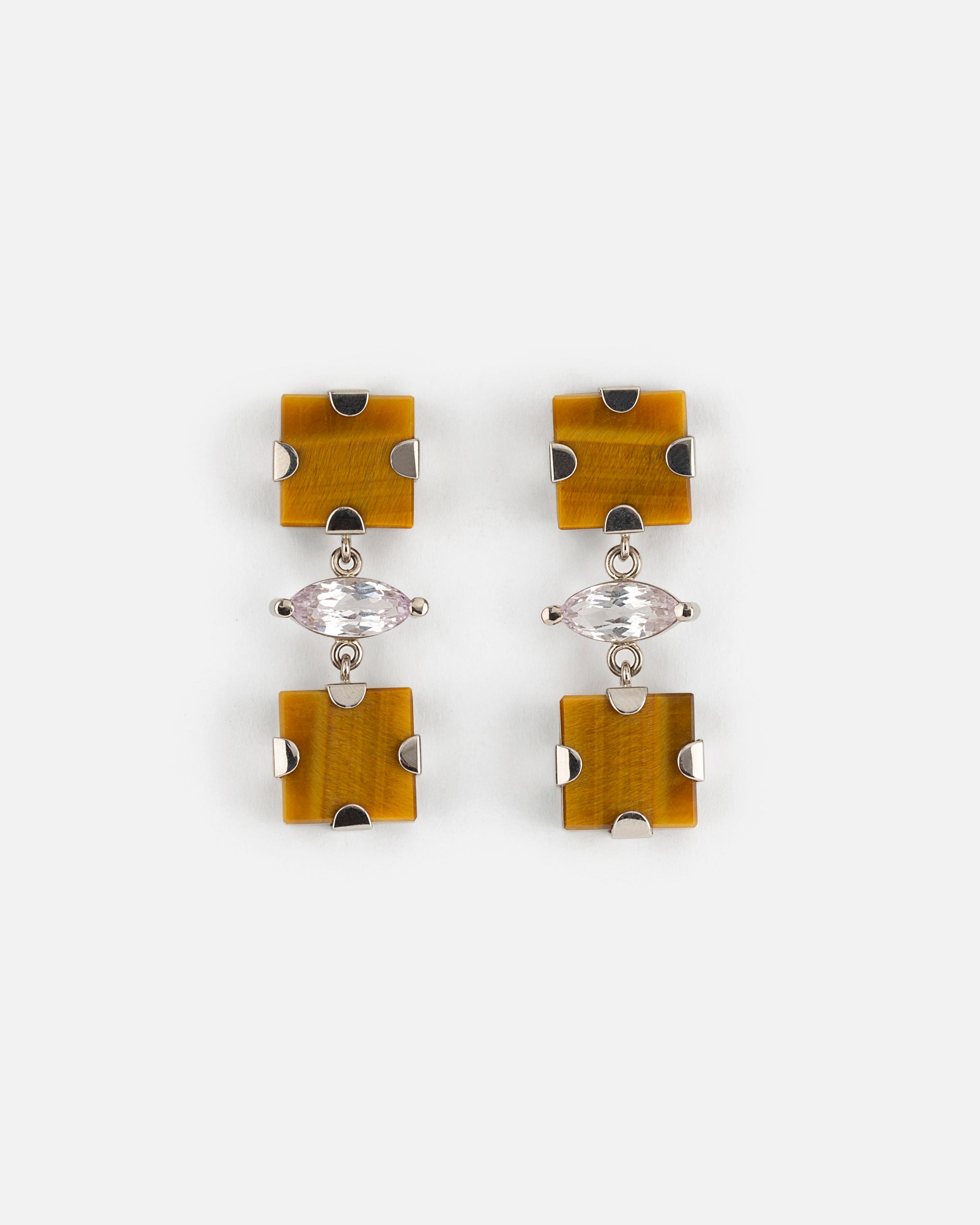Tigers Eyes Cubes Earrings