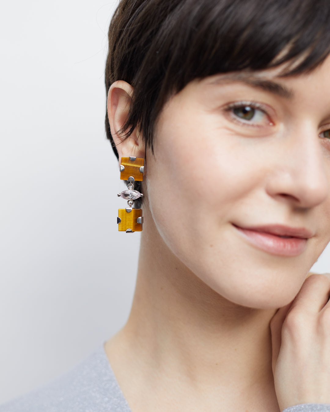 Tigers Eyes Cubes Earrings