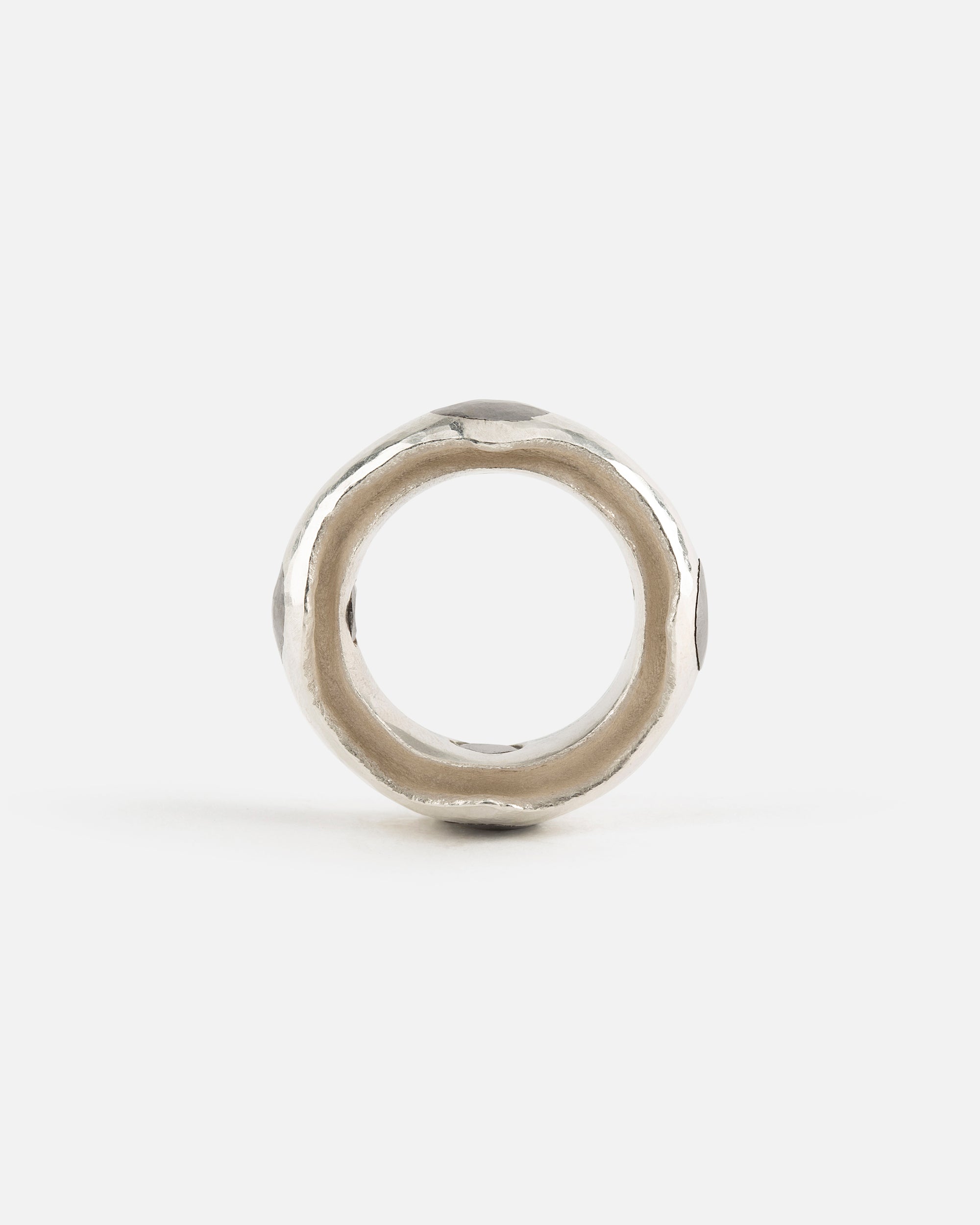 Hammered Silver Ring with Forged Tantalum Dots