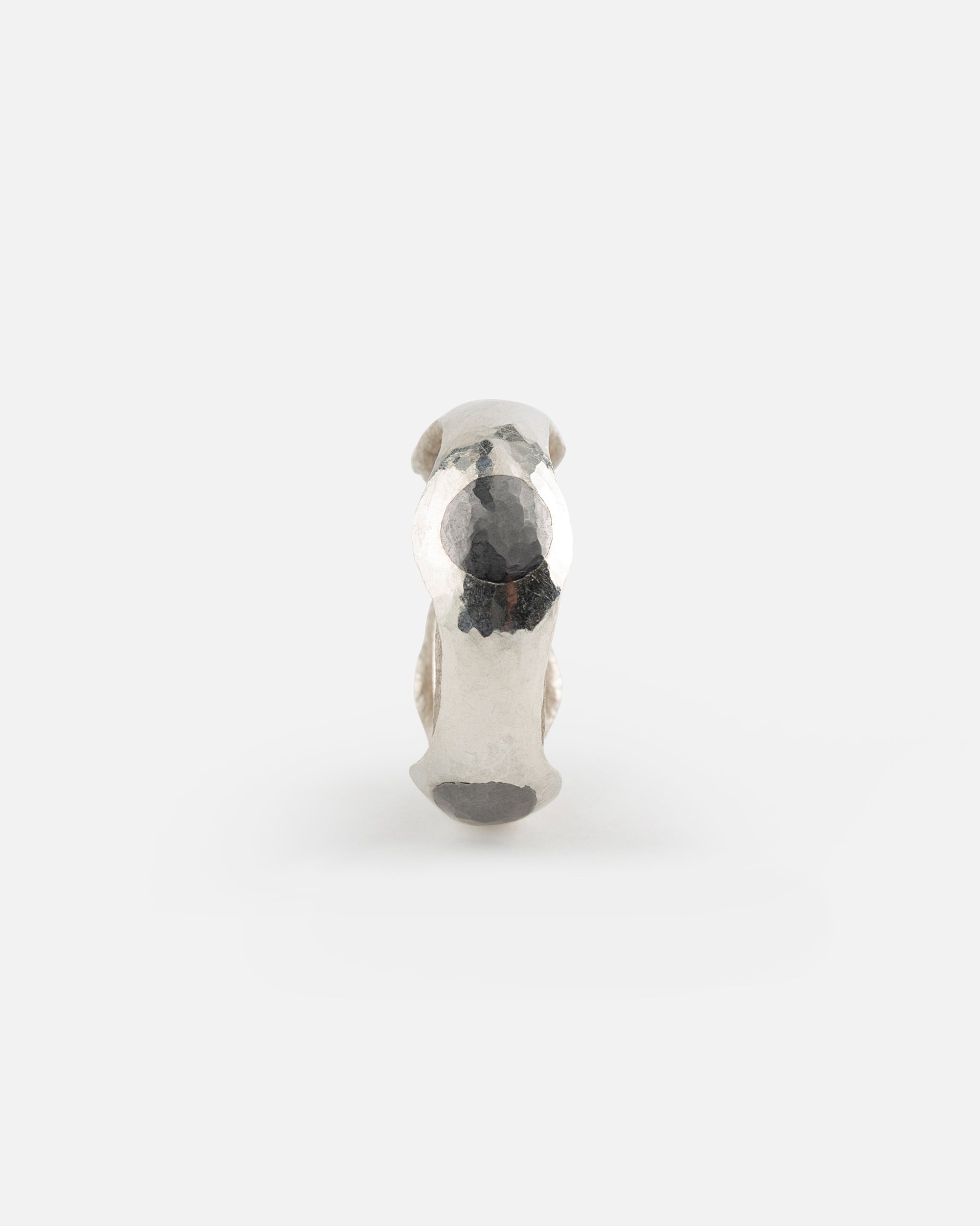 Hammered Silver Ring with Forged Tantalum Dots