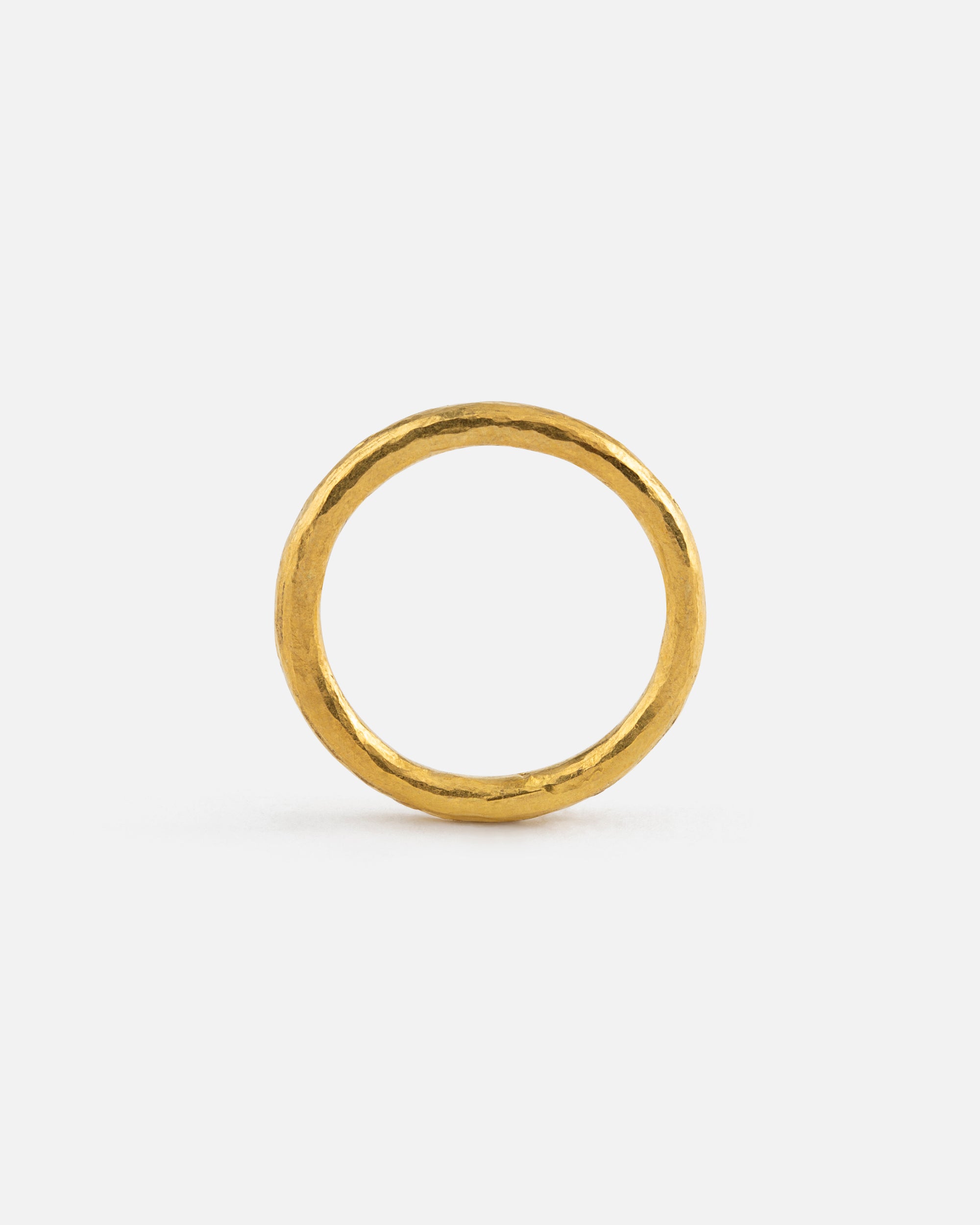 Round Hammered Fine Gold Ring 2.2 mm
