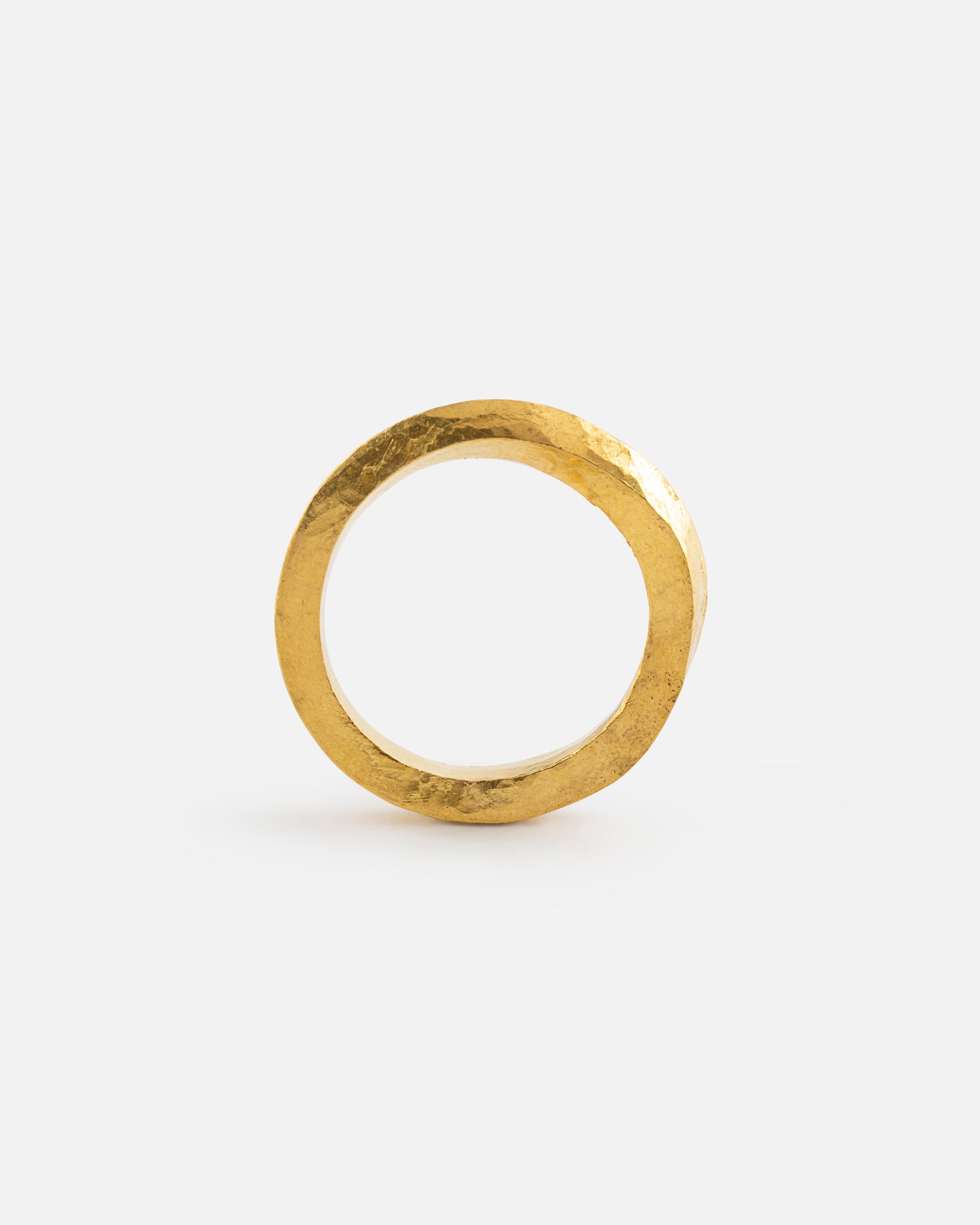 Hammered Mobius Ring in Fine Gold
