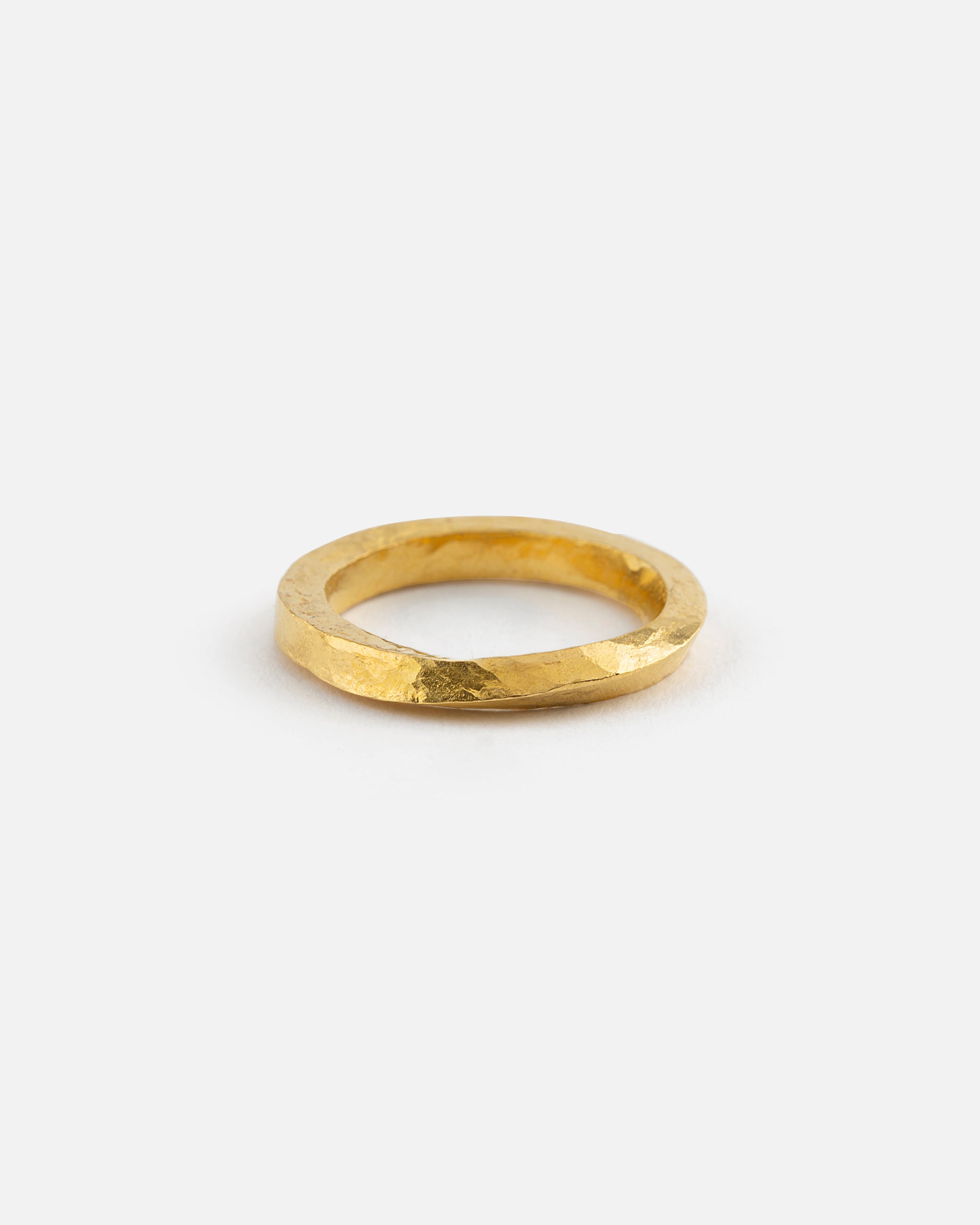 Hammered Mobius Ring in Fine Gold
