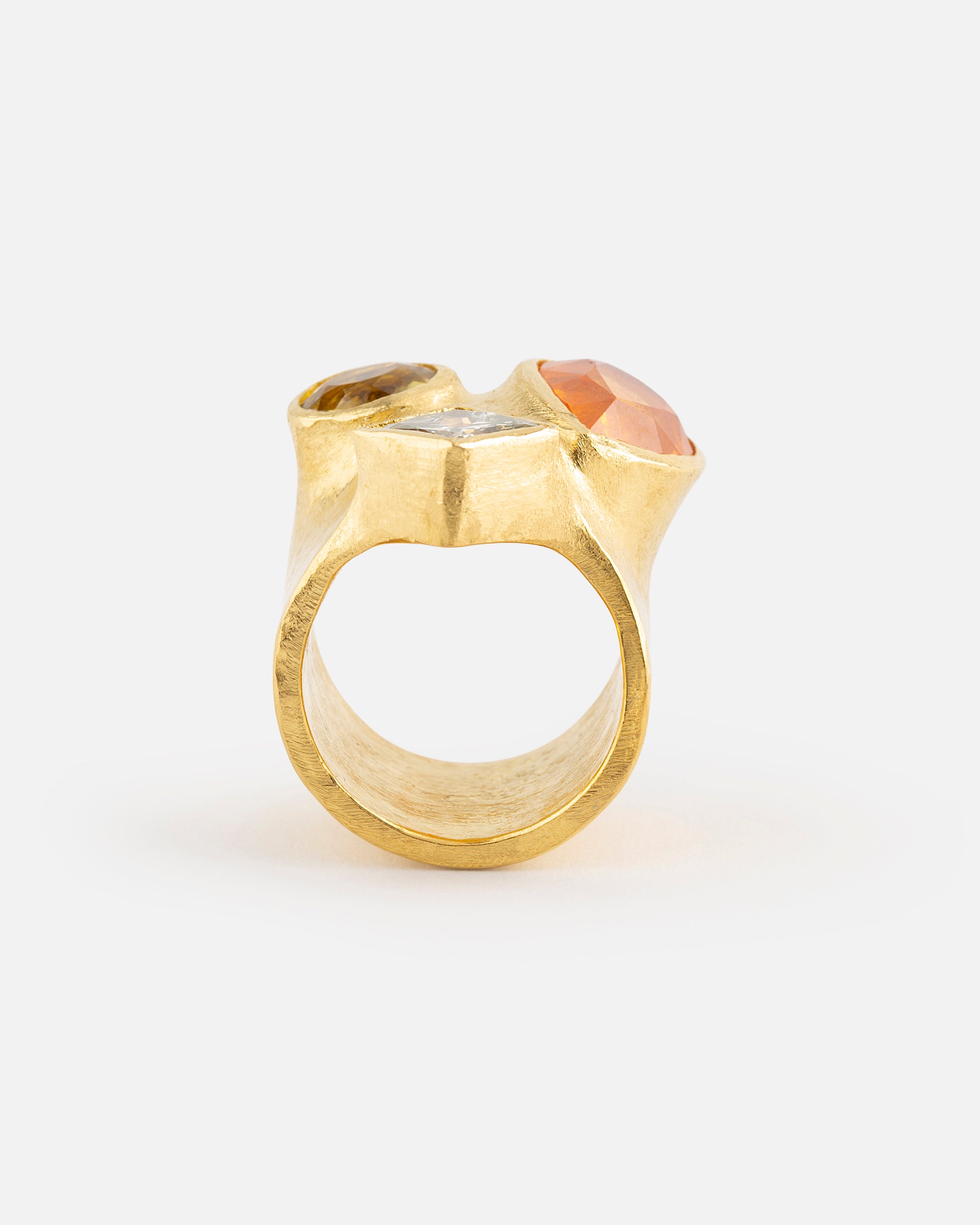 Fine Gold Ring with Three Big Gems