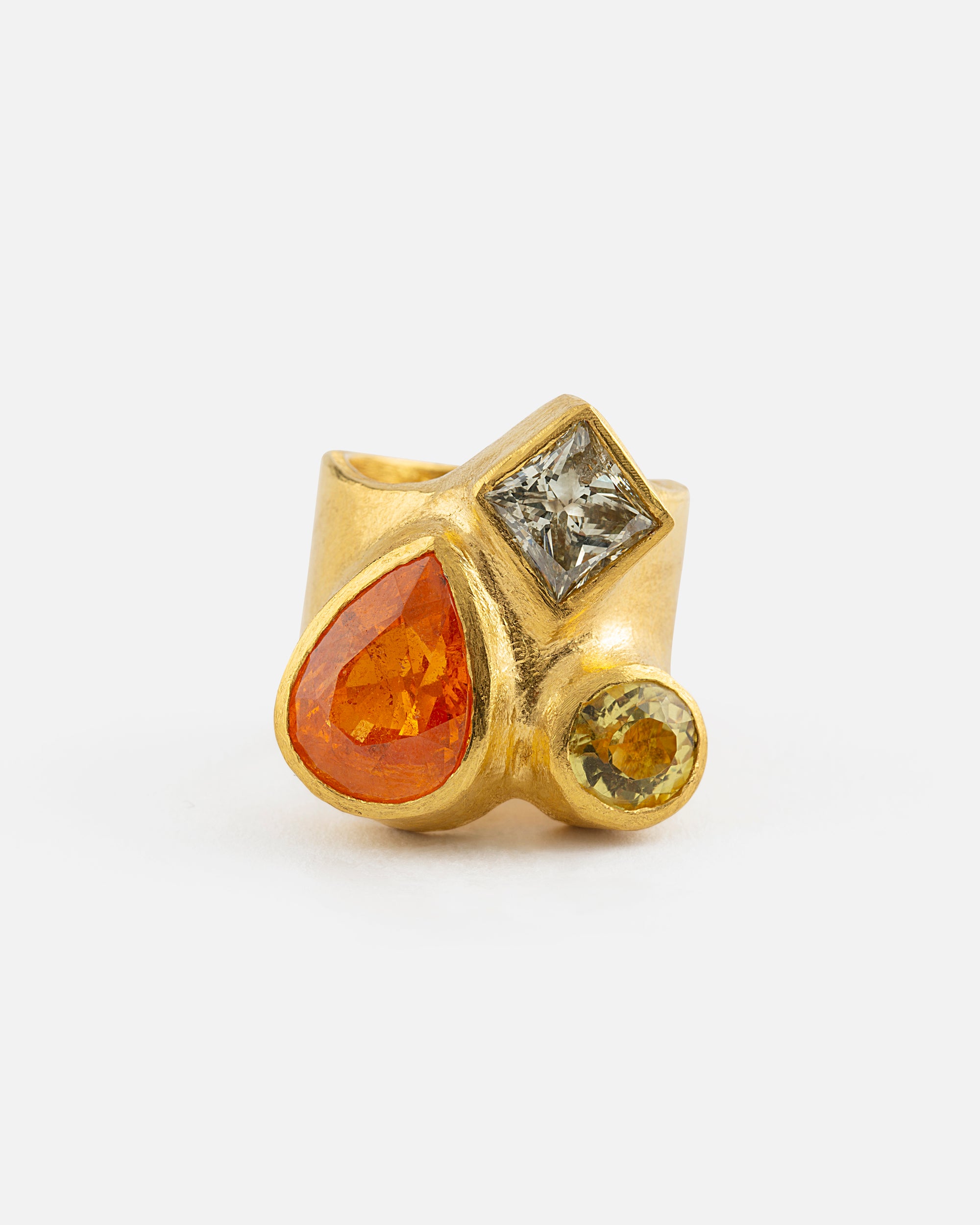 Fine Gold Ring with Three Big Gems