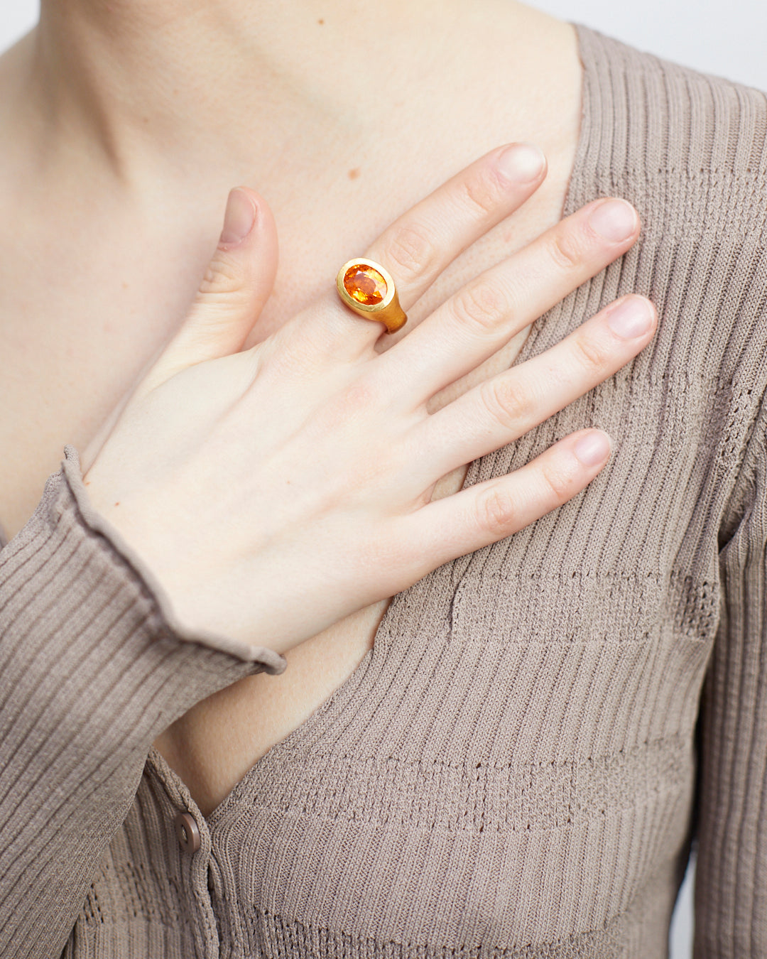 Fine Gold Ring with Hessonite