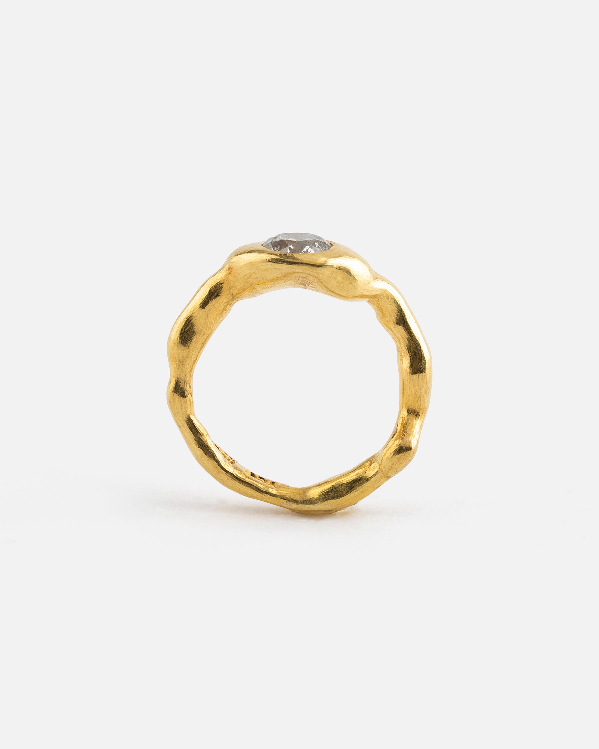 Melted Fine Gold Ring with 1 ct Diamond